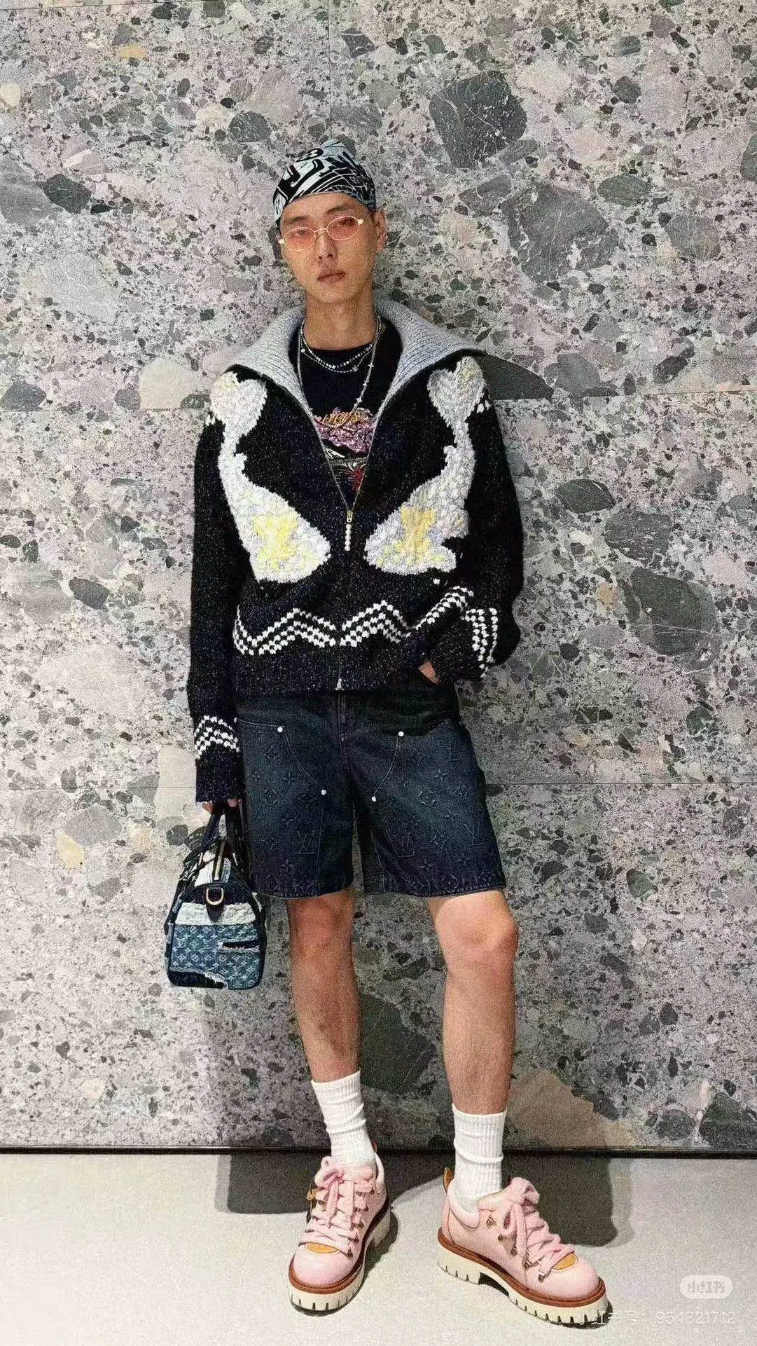 Louis Vuitton/Louis Vuitton 25Fw Nigo joint Pisces knitted jacket